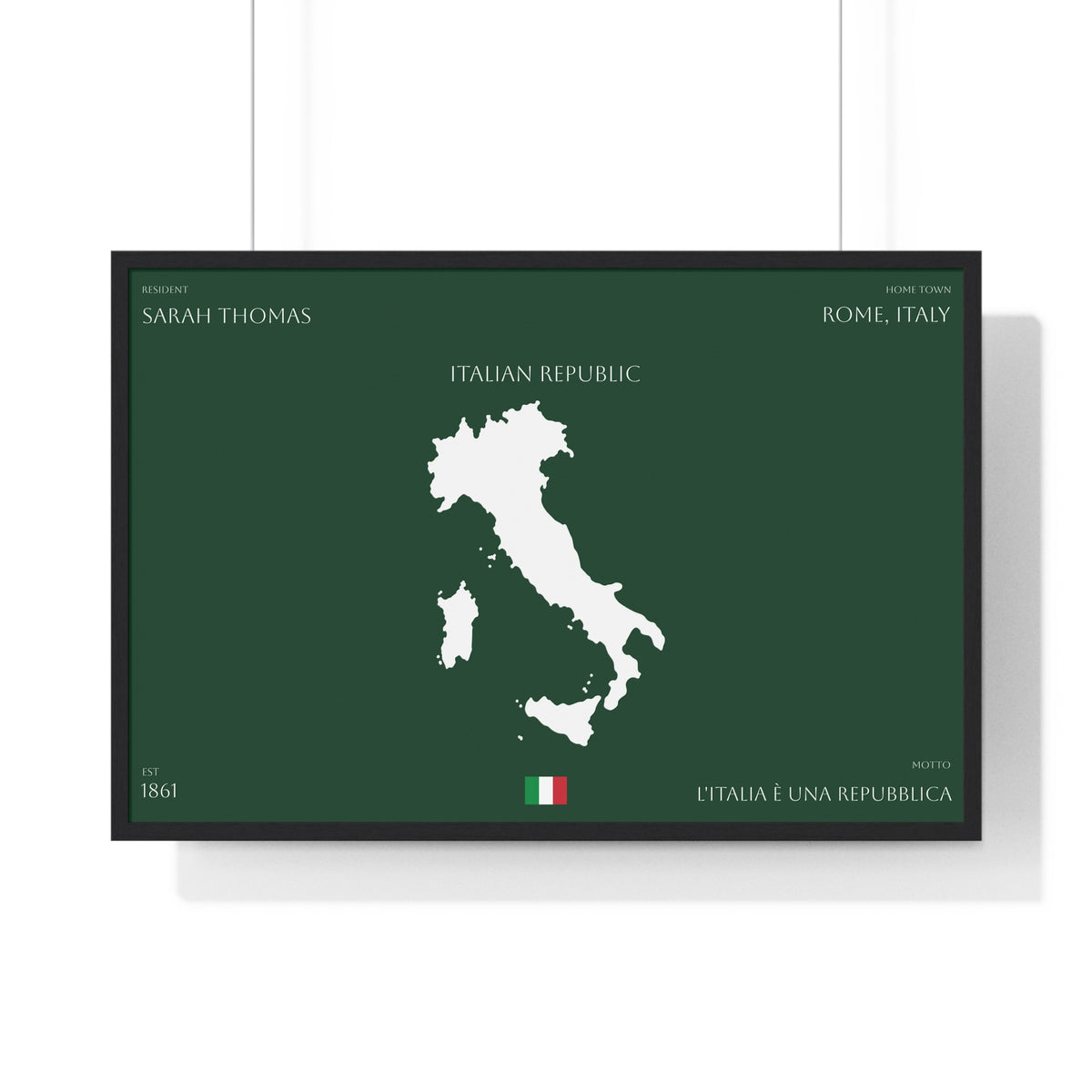 Personalized Italy Map Framed Poster | Italian Heritage Name & Hometown Wall Art - Proud & Loyal