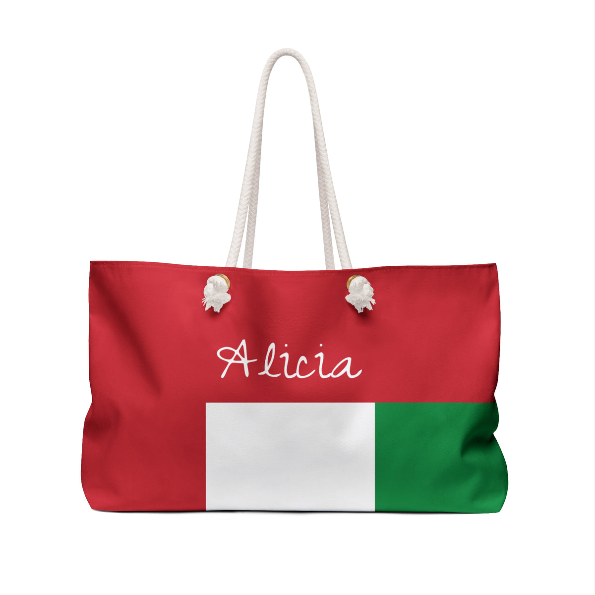 Personalized Italy Weekender Bag, Italian Flag Travel Bag, Custom Name Heritage Tote, European Vacation Overnight Bag - Proud & Loyal