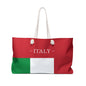 Personalized Italy Weekender Bag, Italian Flag Travel Bag, Custom Name Heritage Tote, European Vacation Overnight Bag - Proud & Loyal