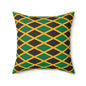 Personalized Jamaican Flag Geometric Lattice Pattern Faux Suede Square Pillow | Jamaica Green Black Yellow - 20" x 20" - Proud & Loyal