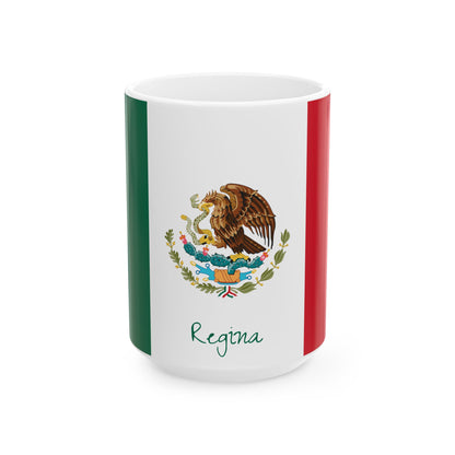 Personalized Mexican Flag Emblem Ceramic Mug | Mexico Coat of Arms Coffee Cup, New Citizen, Naturalization Gift, Heritage Gift - Proud & Loyal