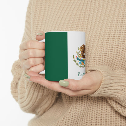 Personalized Mexican Flag Emblem Ceramic Mug | Mexico Coat of Arms Coffee Cup, New Citizen, Naturalization Gift, Heritage Gift - Proud & Loyal