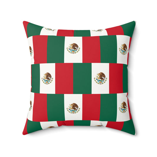 Personalized Mexican Flag Pattern Pillow | Faux Suede Square Throw Pillow | Mexico Flag Pattern Pillow | Couch Pillow | Heritage Gift - Proud & Loyal
