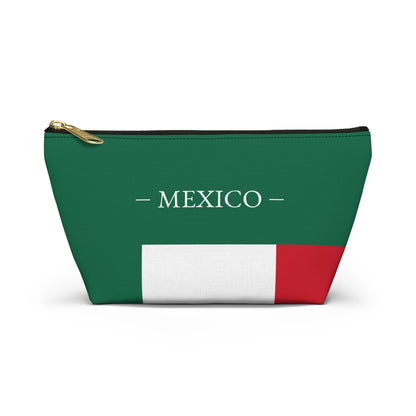 Personalized Mexico Flag Accessory Pouch, Mexican Heritage Cosmetic Bag, Custom Name Travel Makeup Organizer, Mexico Gift - Proud & Loyal