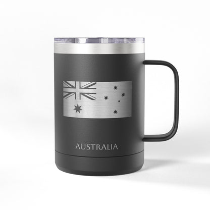 Personalized Name and Initials Monogram Wreath Coffee Mug, Australian Flag Tumbler 15oz - Proud & Loyal