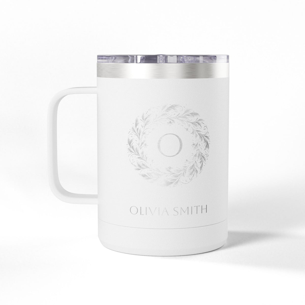 Personalized Name and Initials Monogram Wreath Coffee Mug, Canada Maple Leaf Flag Tumbler 15oz - Proud & Loyal