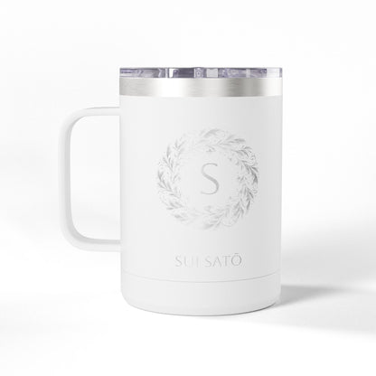 Personalized Name and Initials Monogram Wreath Coffee Mug, Japan Flag Nihon NipponTumbler 15oz - Proud & Loyal