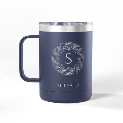 Personalized Name and Initials Monogram Wreath Coffee Mug, Japan Flag Nihon NipponTumbler 15oz - Proud & Loyal