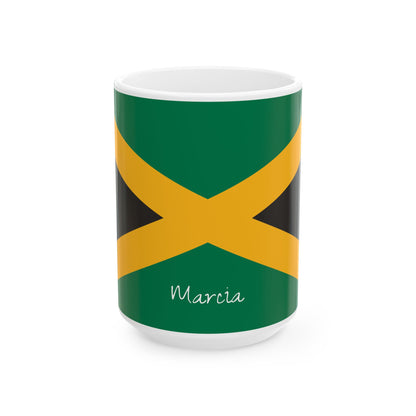 Personalized Name Jamaica Flag Mug | Ceramic Coffee Cup, New Citizen, Naturalization Gift, Heritage Gift - Proud & Loyal