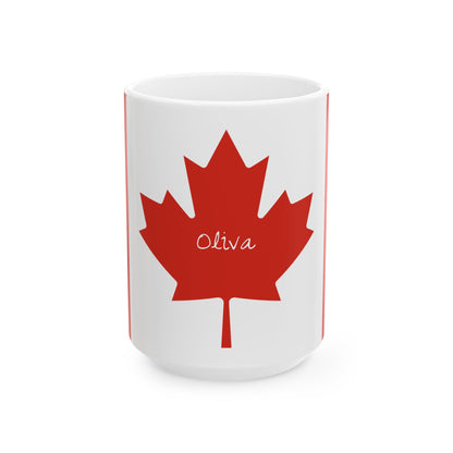 Personalized Name Red Maple Leaf Canada Flag Mug | Ceramic Coffee Cup, New Citizen, Naturalization Gift, Heritage Gift - Proud & Loyal