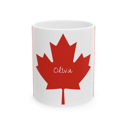 Personalized Name Red Maple Leaf Canada Flag Mug | Ceramic Coffee Cup, New Citizen, Naturalization Gift, Heritage Gift - Proud & Loyal