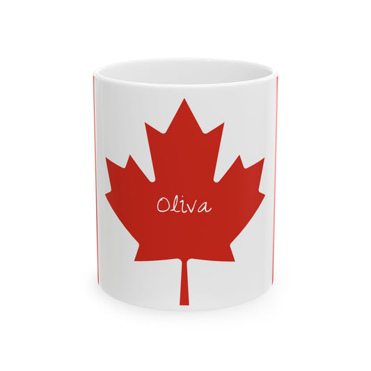 Personalized Name Red Maple Leaf Canada Flag Mug | Ceramic Coffee Cup, New Citizen, Naturalization Gift, Heritage Gift - Proud & Loyal