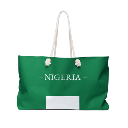 Personalized Nigeria Weekender Bag, Nigerian Flag Travel Bag, Custom Name Heritage Tote, Vacation Overnight Bag - Proud & Loyal