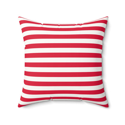 Personalized Poland Flag Red and White Striped Faux Suede Pillow | Nautical Holiday Decor - Proud & Loyal
