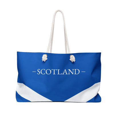 Personalized Scotland Weekender Bag, Scottish Flag Travel Bag, Custom Name Heritage Tote, European Vacation Overnight Bag - Proud & Loyal