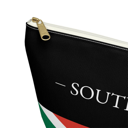 Personalized South Africa Flag Accessory Pouch, South African Heritage Cosmetic Bag, Custom Name Travel Organizer, South Africa Gift - Proud & Loyal