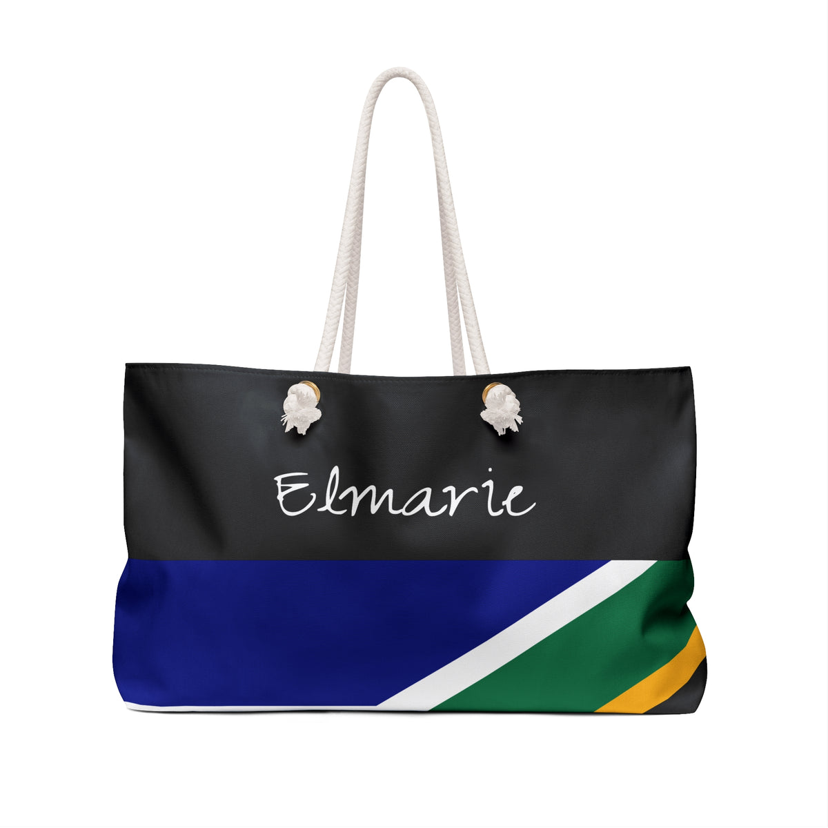 Personalized South Africa Weekender Bag, South African Flag Travel Bag, Custom Name Heritage Tote, Vacation Overnight Bag - Proud & Loyal