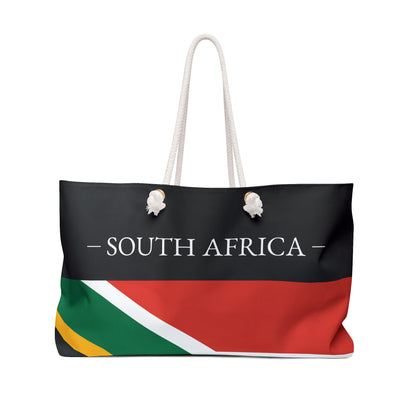 Personalized South Africa Weekender Bag, South African Flag Travel Bag, Custom Name Heritage Tote, Vacation Overnight Bag - Proud & Loyal