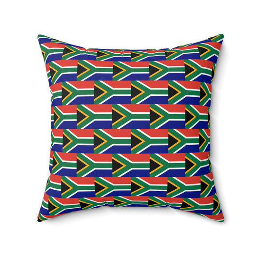 Personalized South African Flag Repeat Pattern Pillow | Faux Suede Square Throw Pillow | Mzansi Throw Pillow | Africa Pride Throw Pillow - Proud & Loyal