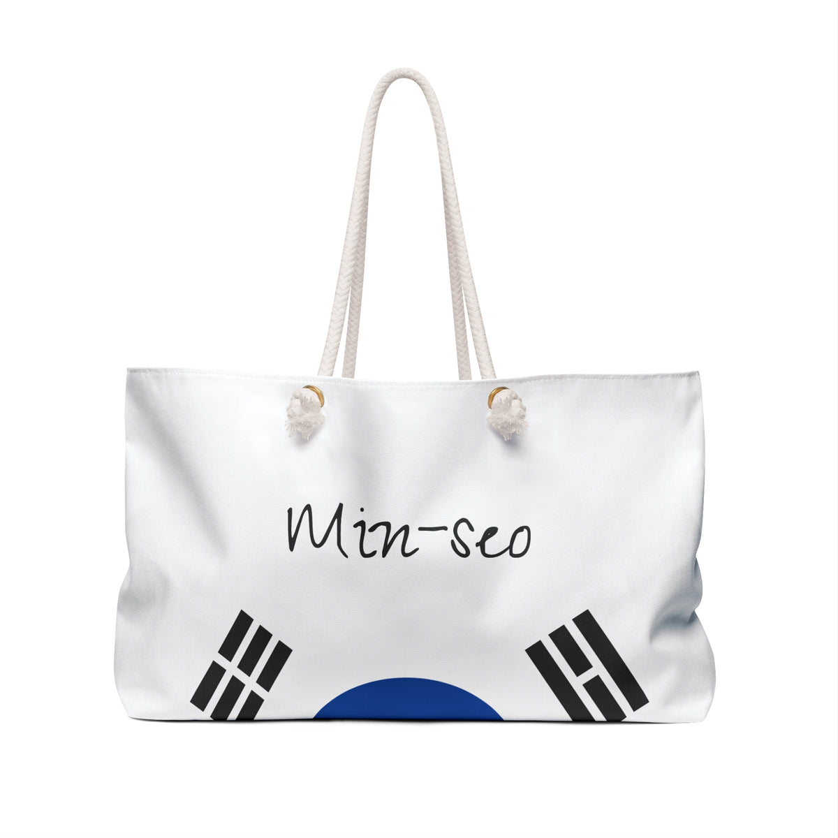 Personalized South Korea Weekender Bag, Korean Flag Travel Bag, Custom Name Heritage Tote, Vacation Overnight Bag - Proud & Loyal