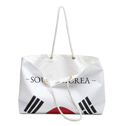 Personalized South Korea Weekender Bag, Korean Flag Travel Bag, Custom Name Heritage Tote, Vacation Overnight Bag - Proud & Loyal