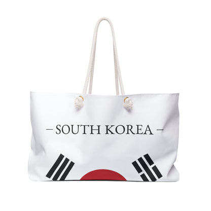 Personalized South Korea Weekender Bag, Korean Flag Travel Bag, Custom Name Heritage Tote, Vacation Overnight Bag - Proud & Loyal