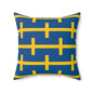 Personalized Sweden Flag Navy and Mustard Geometric Stripe Pillow | Swedish Flag Faux Suede Throw Pillow | Blue & Yellow European Pillow - Proud & Loyal