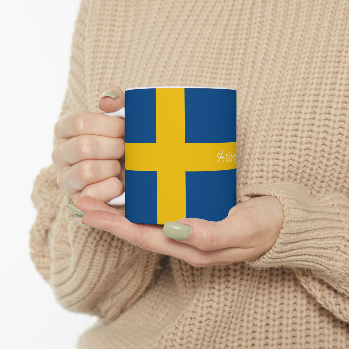 Personalized Swedish Flag Stripe Mug | Ceramic Coffee Tea Cup, New Citizen, Naturalization Gift, Heritage Gift - Proud & Loyal
