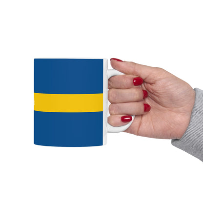 Personalized Swedish Flag Stripe Mug | Ceramic Coffee Tea Cup, New Citizen, Naturalization Gift, Heritage Gift - Proud & Loyal