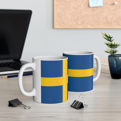 Personalized Swedish Flag Stripe Mug | Ceramic Coffee Tea Cup, New Citizen, Naturalization Gift, Heritage Gift - Proud & Loyal