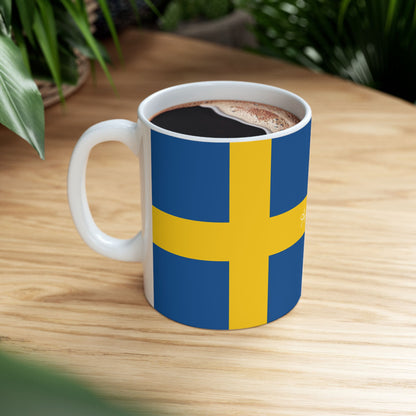 Personalized Swedish Flag Stripe Mug | Ceramic Coffee Tea Cup, New Citizen, Naturalization Gift, Heritage Gift - Proud & Loyal