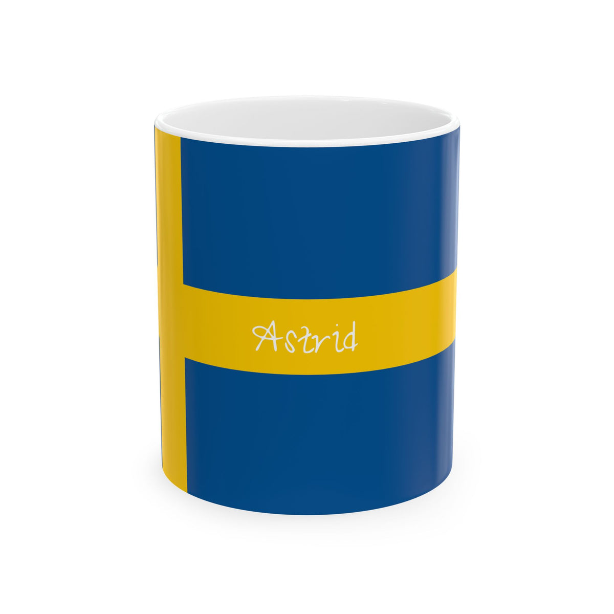 Personalized Swedish Flag Stripe Mug | Ceramic Coffee Tea Cup, New Citizen, Naturalization Gift, Heritage Gift - Proud & Loyal