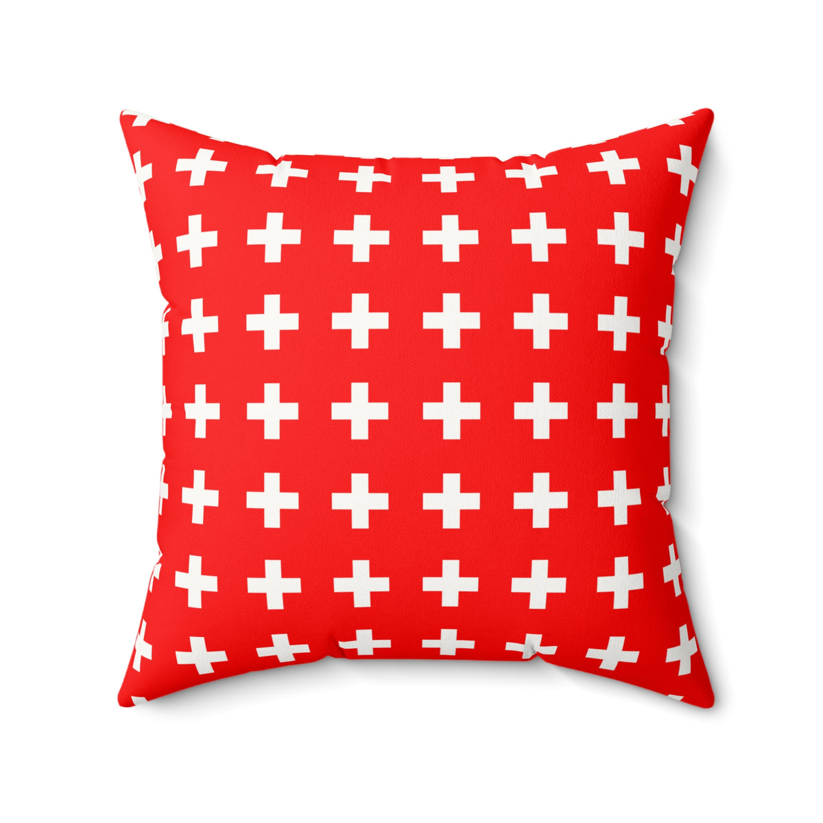 Personalized Switzerland Flag White Plus Sign Pattern Faux Suede Square Pillow | Red Cross Geometric Throw Pillow - 20" x 20" - Proud & Loyal
