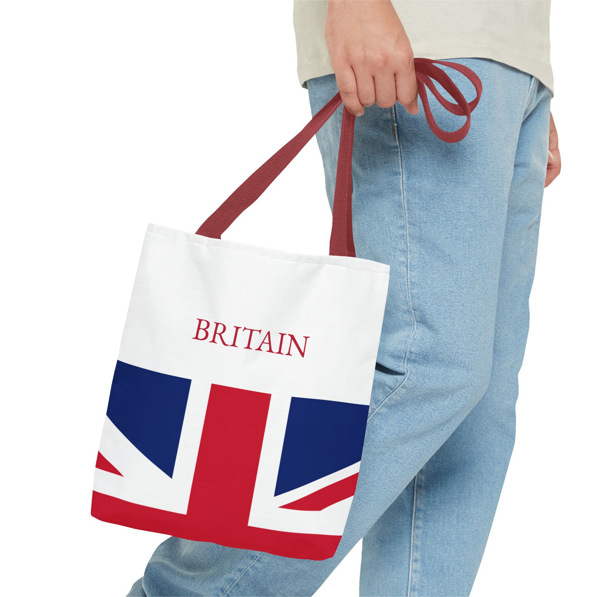 Personalized UK Flag Tote Bag, Custom Name British Heritage Bag, Union Jack Travel Beach Tote, Britain Pride Gift - Proud & Loyal