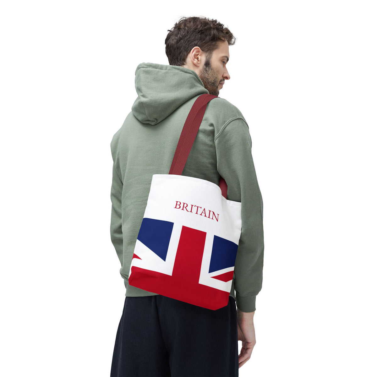 Personalized UK Flag Tote Bag, Custom Name British Heritage Bag, Union Jack Travel Beach Tote, Britain Pride Gift - Proud & Loyal