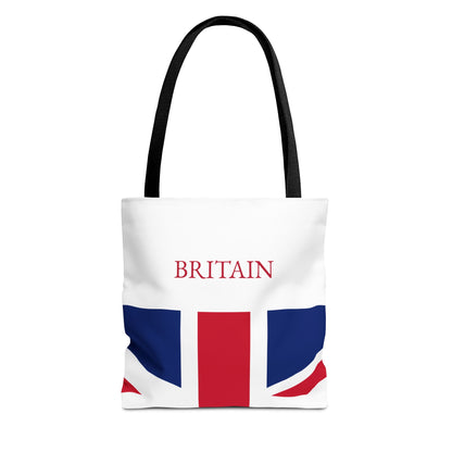 Personalized UK Flag Tote Bag, Custom Name British Heritage Bag, Union Jack Travel Beach Tote, Britain Pride Gift - Proud & Loyal