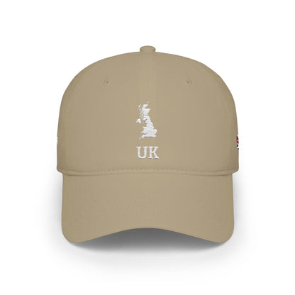 Personalized UK Heritage Hat, British Flag Embroidered Cap, Custom Initials, United Kingdom Map Low Profile Hat, British Gift, Country Shape - Proud & Loyal