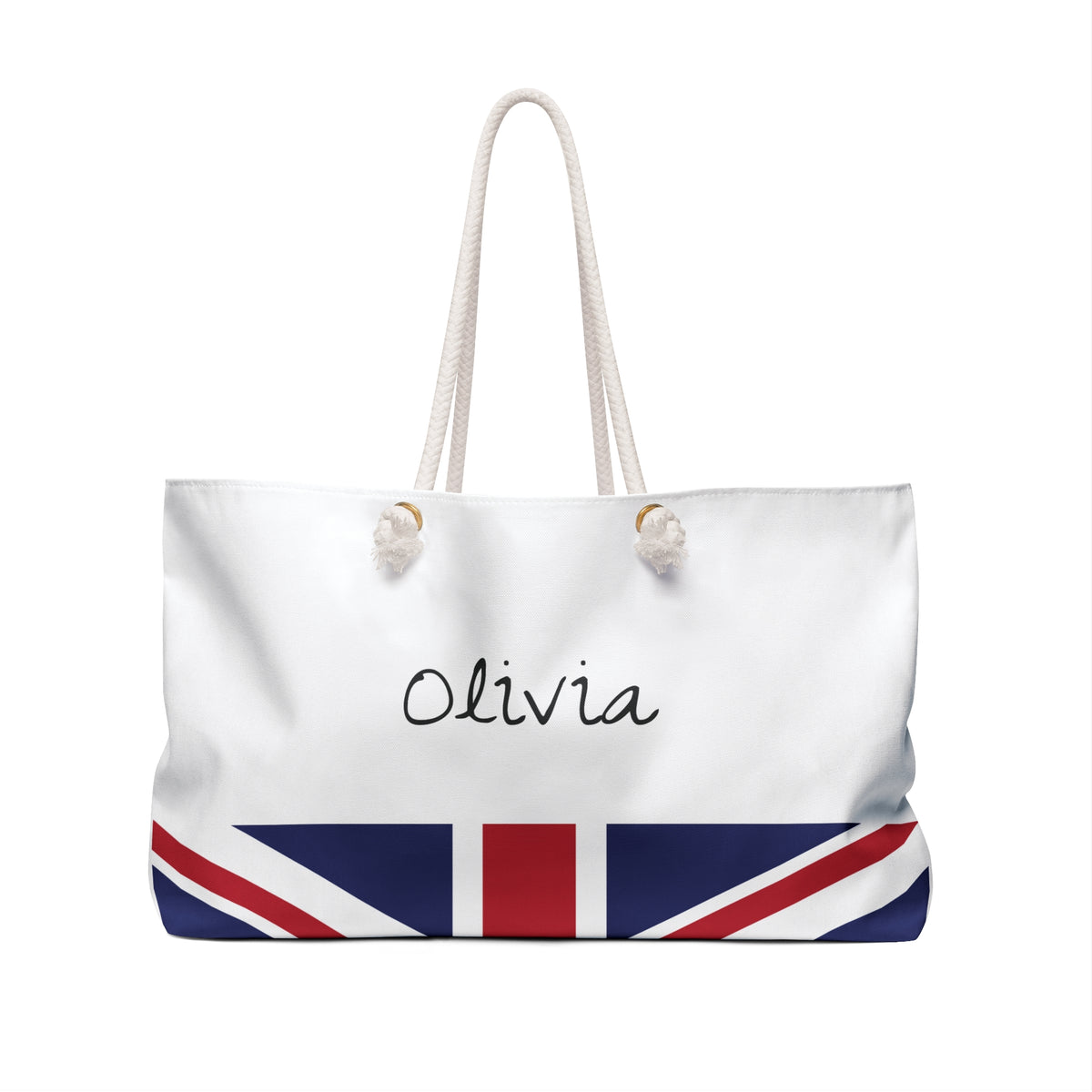 Personalized UK Weekender Bag, British Flag Travel Bag, Custom Name Heritage Tote, England Vacation Overnight Bag - Proud & Loyal
