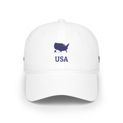 Personalized USA Heritage Hat, American Flag Embroidered Cap, Custom Initials, USA Map Low Profile, Country Shape, Americana, United States - Proud & Loyal