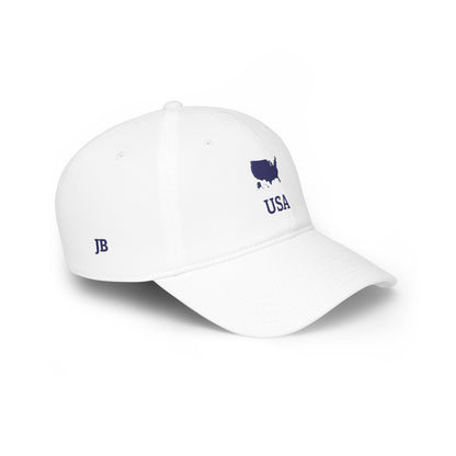 Personalized USA Heritage Hat, American Flag Embroidered Cap, Custom Initials, USA Map Low Profile, Country Shape, Americana, United States - Proud & Loyal