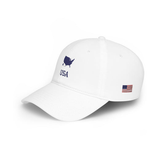 Personalized USA Heritage Hat, American Flag Embroidered Cap, Custom Initials, USA Map Low Profile, Country Shape, Americana, United States - Proud & Loyal