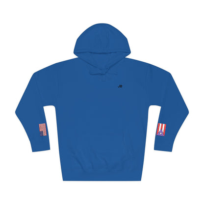 Puerto Rican American Flag Fleece Hoodie | Puerto Rico USA Dual Heritage Gift | Personalized Initials | Embroidered Sleeve Flags - Proud & Loyal