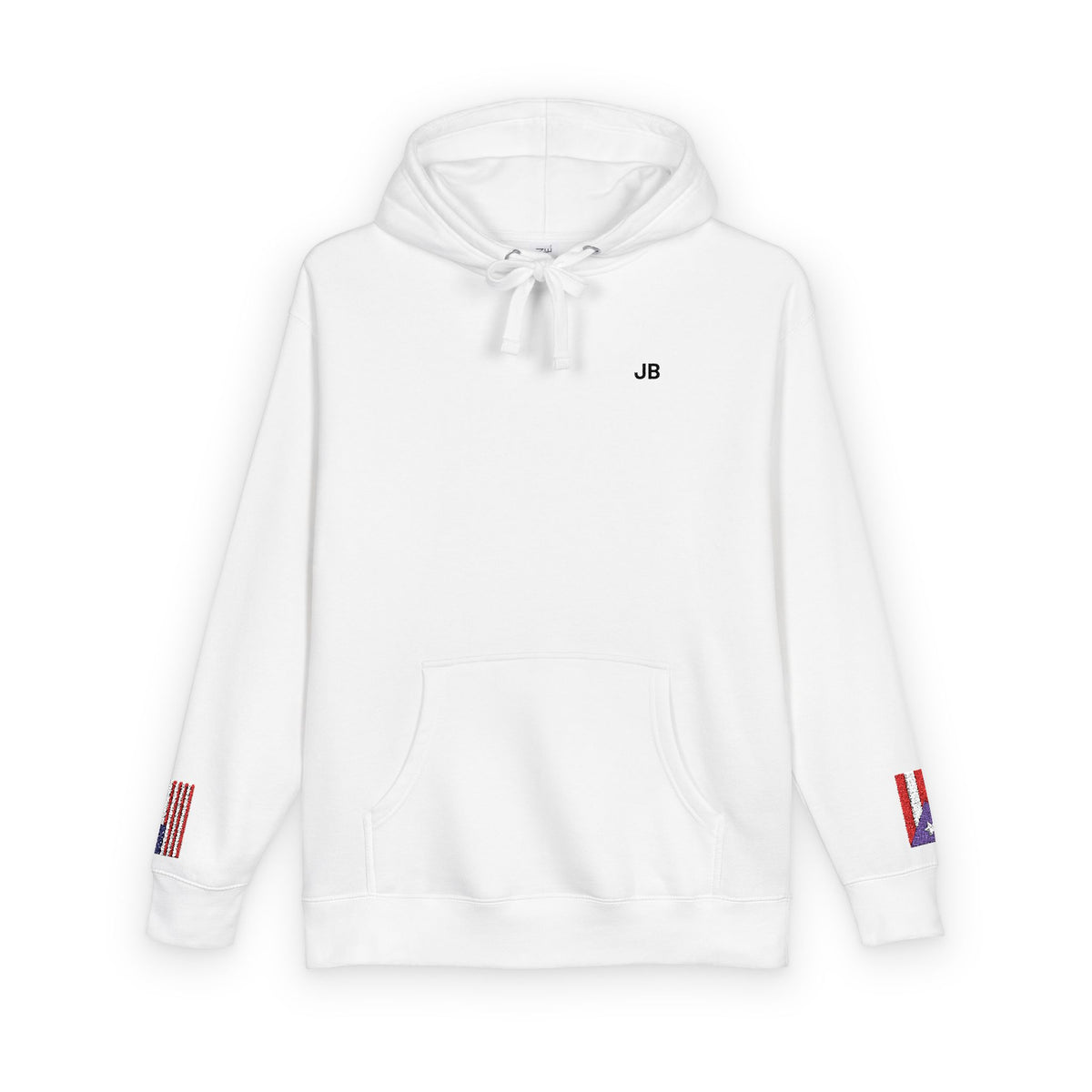 Puerto Rican American Flag Fleece Hoodie | Puerto Rico USA Dual Heritage Gift | Personalized Initials | Embroidered Sleeve Flags - Proud & Loyal