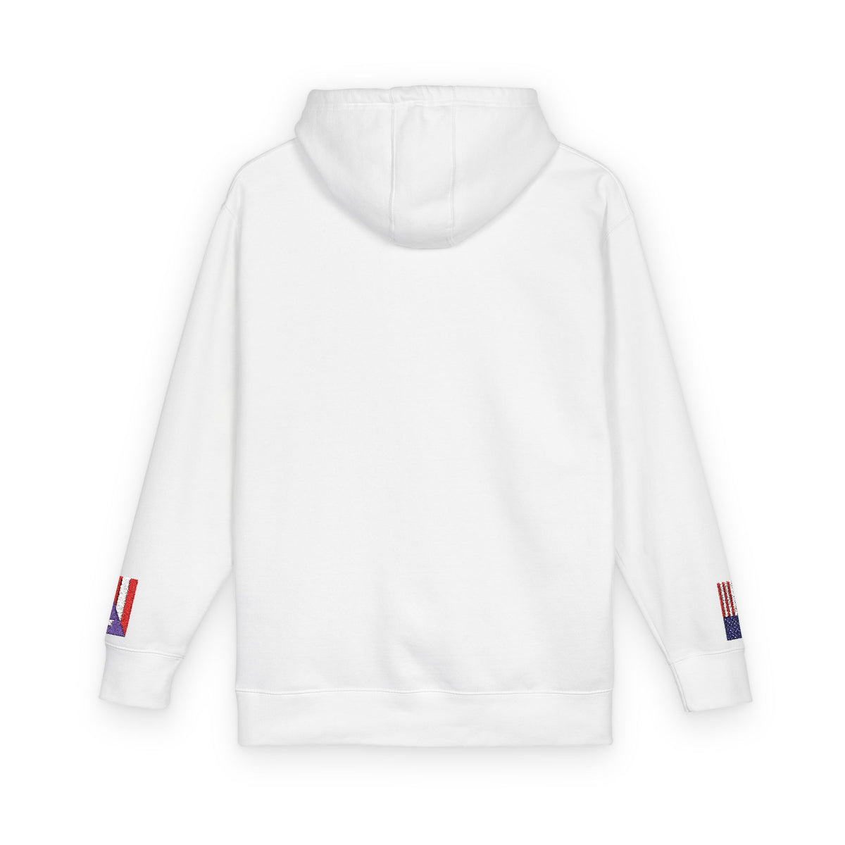 Puerto Rican American Flag Fleece Hoodie | Puerto Rico USA Dual Heritage Gift | Personalized Initials | Embroidered Sleeve Flags - Proud & Loyal