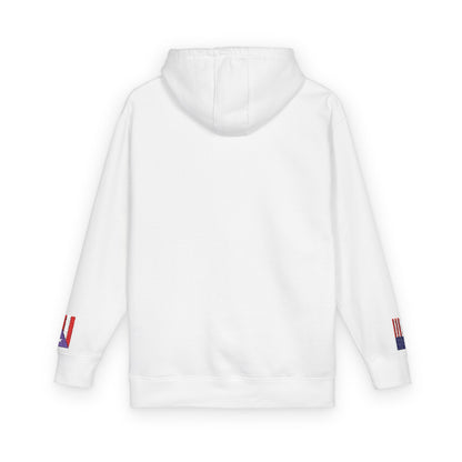 Puerto Rican American Flag Fleece Hoodie | Puerto Rico USA Dual Heritage Gift | Personalized Initials | Embroidered Sleeve Flags - Proud & Loyal