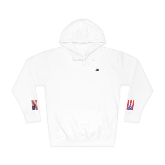 Puerto Rican American Flag Fleece Hoodie | Puerto Rico USA Dual Heritage Gift | Personalized Initials | Embroidered Sleeve Flags - Proud & Loyal