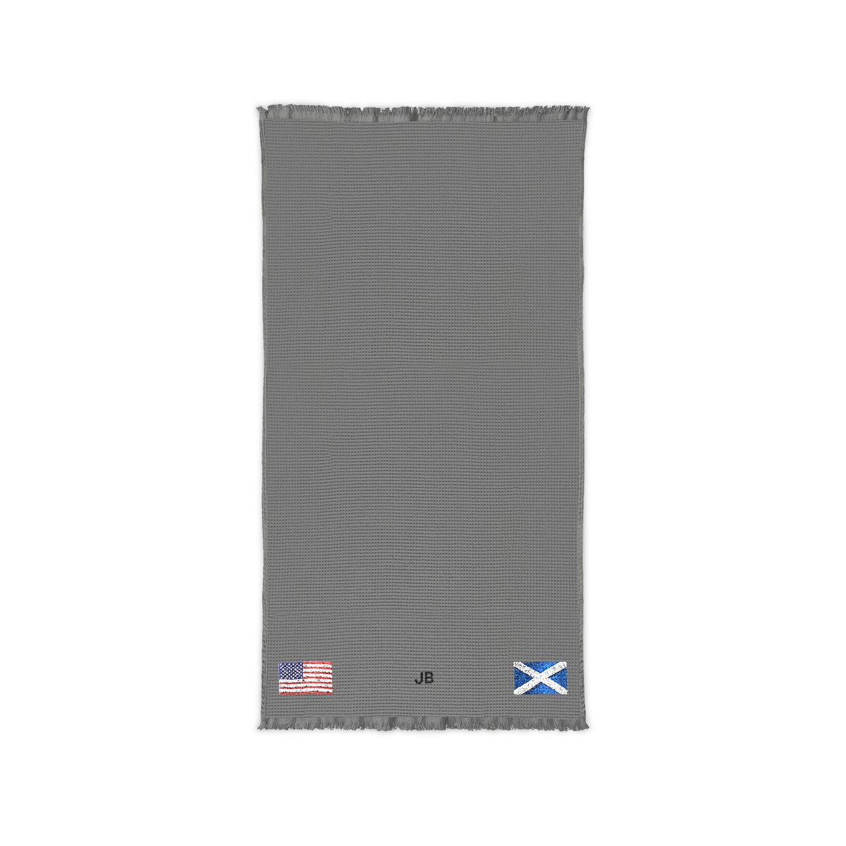 Scottish American Embroidered Waffle Cotton Throw, Lightweight Cozy Blanket | Scotland USA Neutral Home Accent - Proud & Loyal