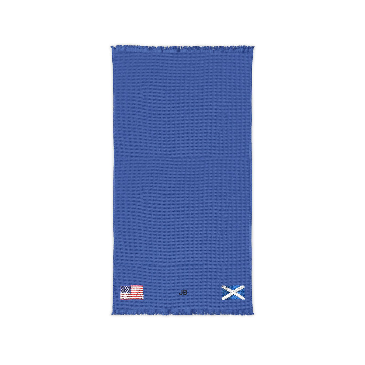 Scottish American Embroidered Waffle Cotton Throw, Lightweight Cozy Blanket | Scotland USA Neutral Home Accent - Proud & Loyal