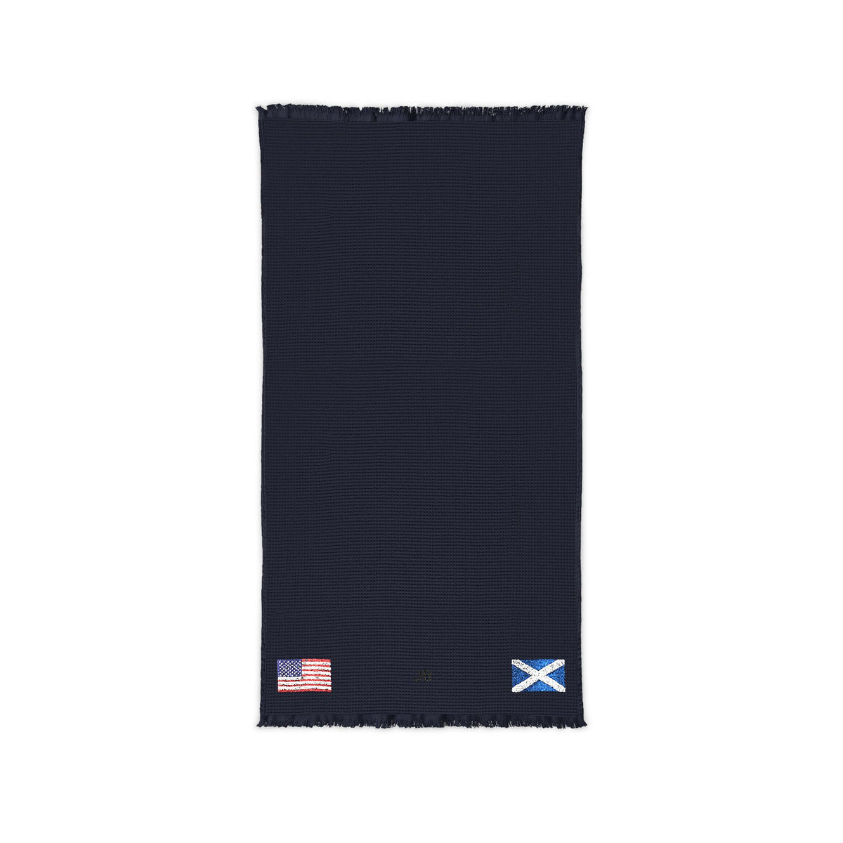 Scottish American Embroidered Waffle Cotton Throw, Lightweight Cozy Blanket | Scotland USA Neutral Home Accent - Proud & Loyal