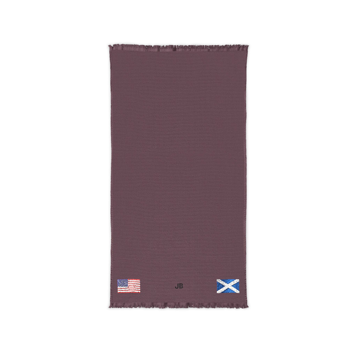 Scottish American Embroidered Waffle Cotton Throw, Lightweight Cozy Blanket | Scotland USA Neutral Home Accent - Proud & Loyal